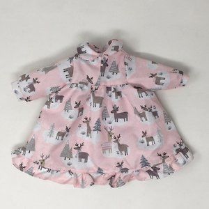 Pottery Barn Kids 18" Doll Pink Reindeer Winter Scene Nightgown Pajamas